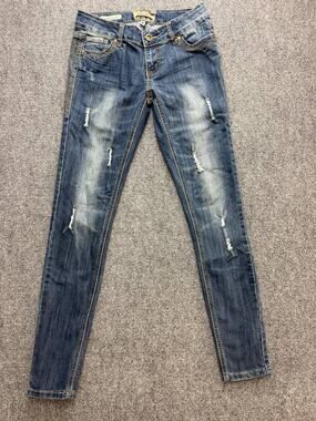 Vintage Y2K Hot Kiss Skinny Lily Jeans Women's Size 3 Studded Distressed Stretch